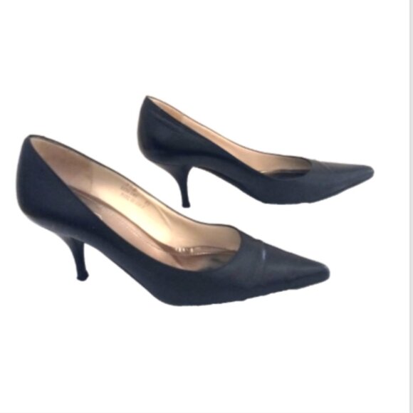 Coach Black Leather Stiletto Pumps Sz 7.5 Pointed Toe High Heels Made in Italy - Picture 4 of 11